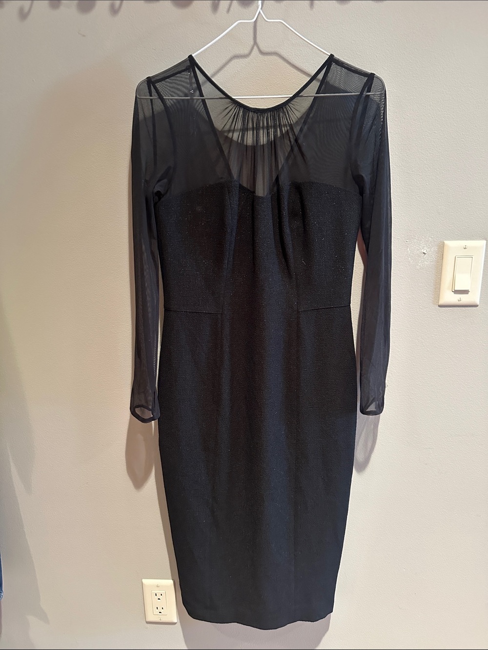 Maggy London Black Long-Sleeve Sheer-Top Cocktail Dress